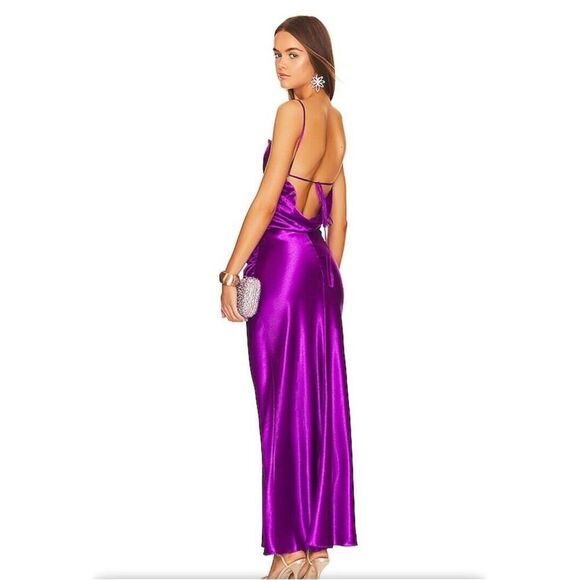 Superdown Lanthea Satin Purple Jewel Tone Slip Dress Maxi Revolve $98 NWT S - Picture 3 of 9